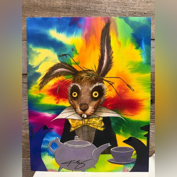 March Hare Art Piece Print By Kevin Eslinger Tie Dye - Picture 1 of 2
